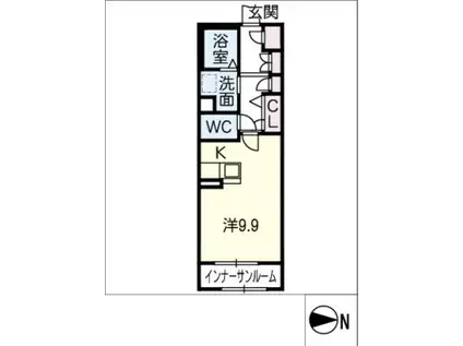 ノーブルステージ(ワンルーム/1階)の間取り写真