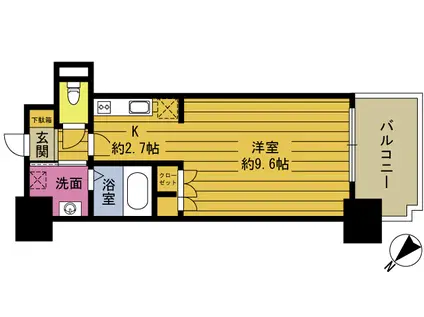 RJRプレシア大分駅前II(1K/2階)の間取り写真