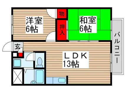 カジュアルプラザB棟(2LDK/3階)の間取り写真