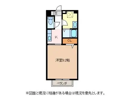 ウィステリア(1K/1階)の間取り写真