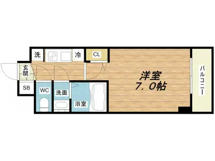 スプランディッド難波ウエスト(1K/11階)の間取り写真