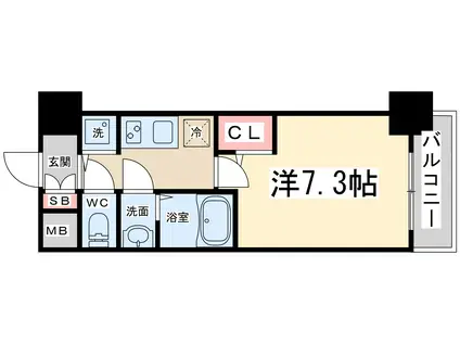 エスレジデンス新大阪駅前(1K/7階)の間取り写真