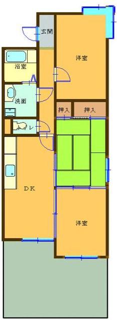 キャストール花原(3DK/2階)の間取り写真