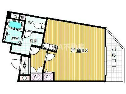 ステラハウスうめきた(1K/3階)の間取り写真