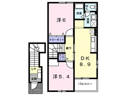 ウォームレジデンス II棟(2DK/2階)の間取り写真