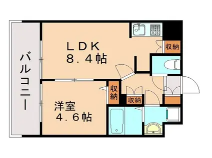 アルティザ博多プレミア(1LDK/5階)の間取り写真