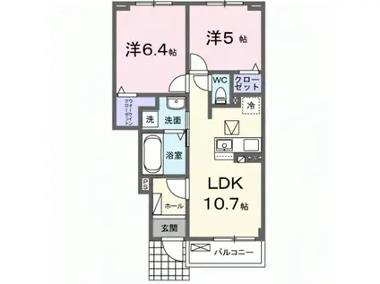 ティール(2LDK/1階)の間取り写真