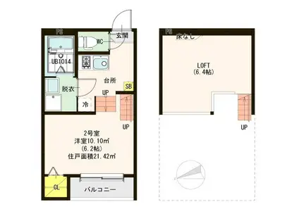 ラーゴム長町ファースト(1K/1階)の間取り写真