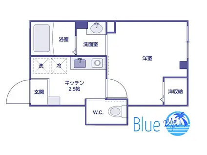 ベルメゾンII(1K/3階)の間取り写真
