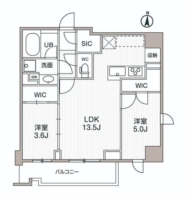 シーズンフラッツ両国サウス(2LDK/2階)の間取り写真