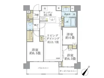 BRILLIA練馬春日町(3LDK/5階)の間取り写真