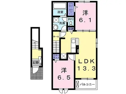 フィールドヒル 塩尻I(2LDK/2階)の間取り写真