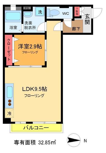 シルフィード(1LDK/3階)の間取り写真