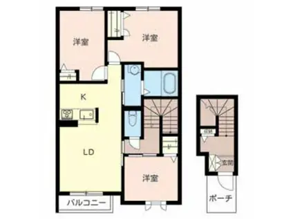 シャーメゾンサンクチュエールB棟(3LDK/2階)の間取り写真