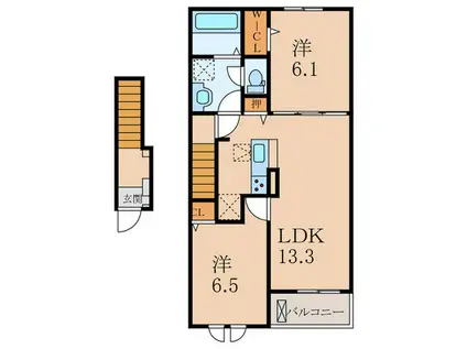 デュオブライト I(1LDK/1階)の間取り写真