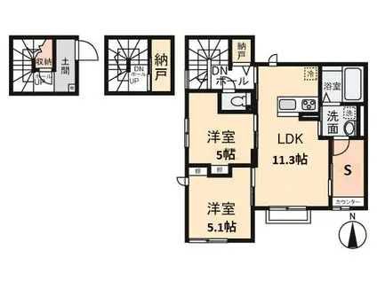 クレールムサシ(2SLDK/3階)の間取り写真