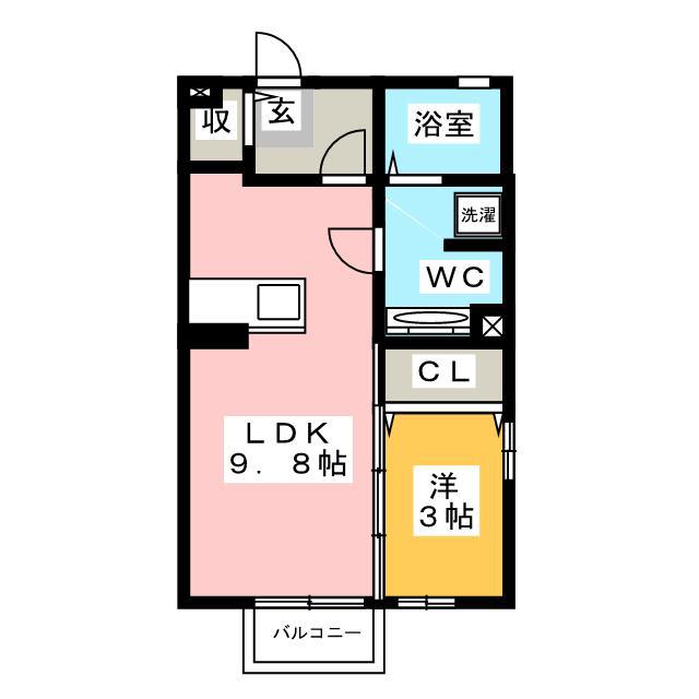 リヴェールII(1LDK/1階)の間取り写真