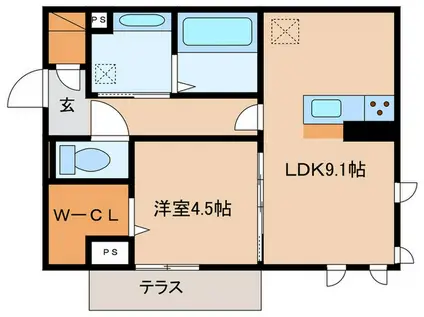 ウインズ23(1LDK/1階)の間取り写真