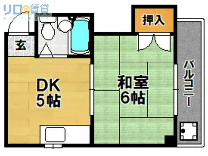 スィートハイツ(1DK/2階)の間取り写真