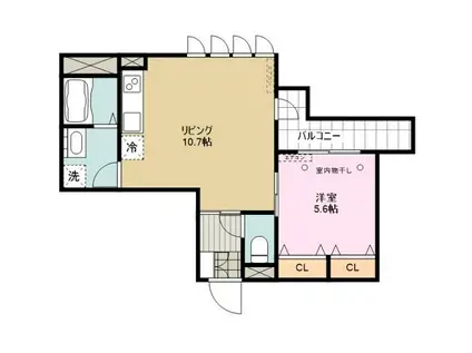 ラ・シック蕨(1LDK/4階)の間取り写真