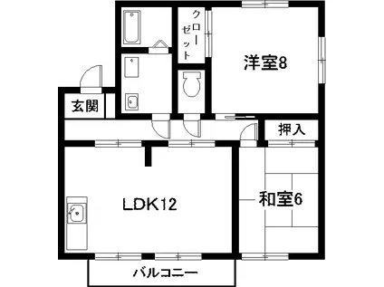 サンフラワーフジ(2LDK/2階)の間取り写真