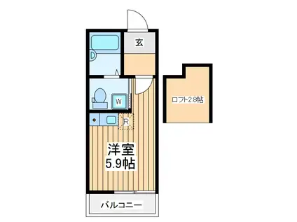 ウィンディヒルズ横浜吉野町(ワンルーム/3階)の間取り写真