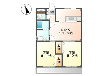 メゾン・ド・エレガンス(2LDK/1階)の間取り写真