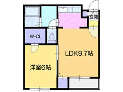 CONTRAIL高台(1LDK/1階)の間取り写真