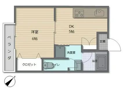 グリーンホーム(1DK/2階)の間取り写真