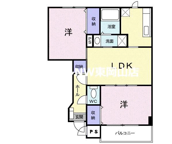 ウィスティリアB(2LDK/1階)の間取り写真