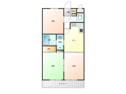 リヴァー三ツ木多摩(3DK/2階)の間取り写真