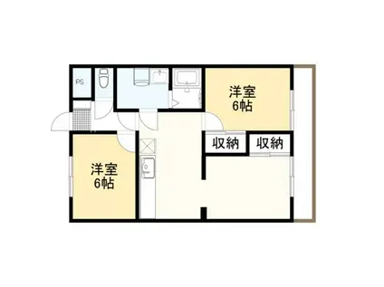 伊勢崎第2コートハウス(2LDK/1階)の間取り写真