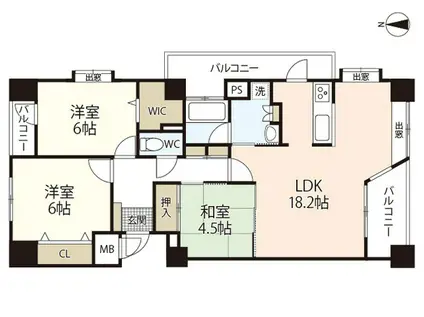 ラフィーヌ牛田本町(3LDK/8階)の間取り写真