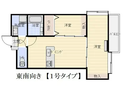 パラシオン新上橋(2LDK/7階)の間取り写真