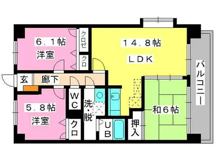 ピオーネテラス空港南(3LDK/2階)の間取り写真