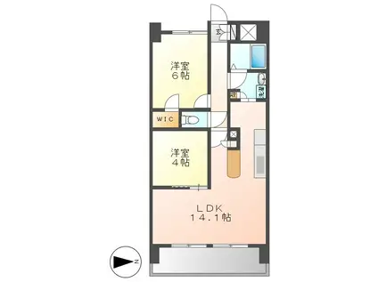 LA DOUCEUR山王(2LDK/6階)の間取り写真