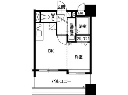 ベールメトロ姪浜(1DK/4階)の間取り写真