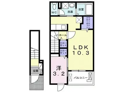 パストラル(1LDK/2階)の間取り写真