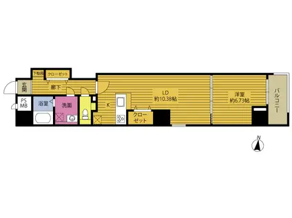 エレグランス府内(1LDK/2階)の間取り写真