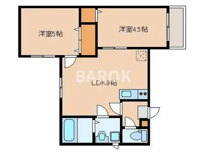 ガナーリア天神II(2LDK/1階)の間取り写真