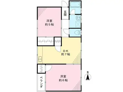 八尾マンション(2DK/4階)の間取り写真