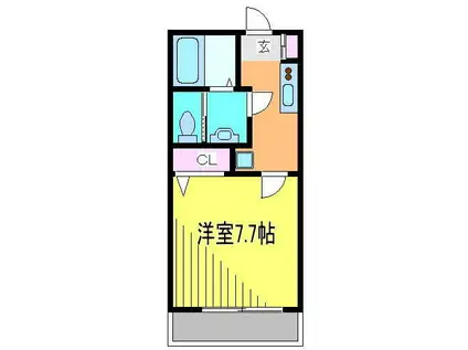 ウィンディア調布(1K/1階)の間取り写真