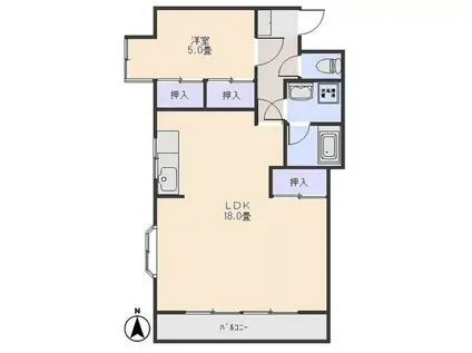 ビックハイツ(1LDK/3階)の間取り写真