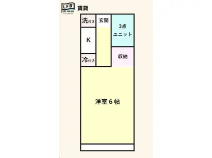 コーエイハイツII理科大前(1K/1階)の間取り写真