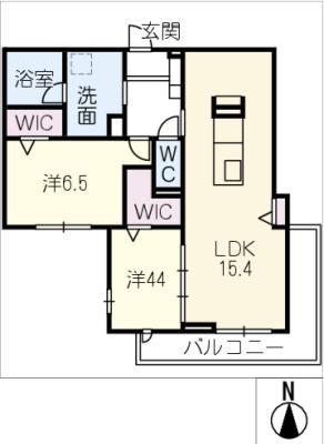 セレスティア檀溪通(2LDK/1階)の間取り写真