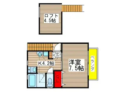 PUREMAISOND&H(1K/2階)の間取り写真