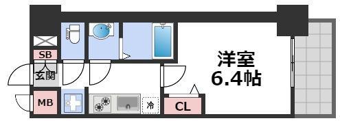 プレサンス堺筋本町エグゼブラン(1K/3階)の間取り写真