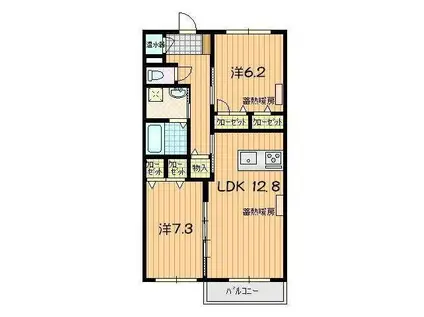 BEL AMER(2LDK/2階)の間取り写真