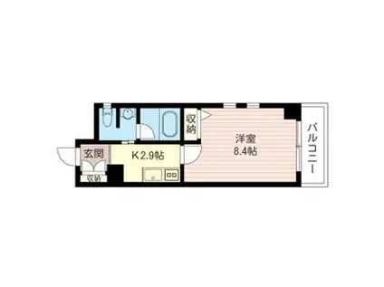 エスポワール下馬(1K/1階)の間取り写真