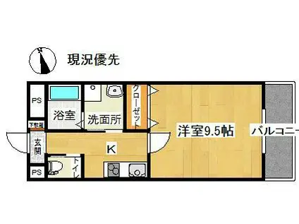 2432 宮町(1K/2階)の間取り写真